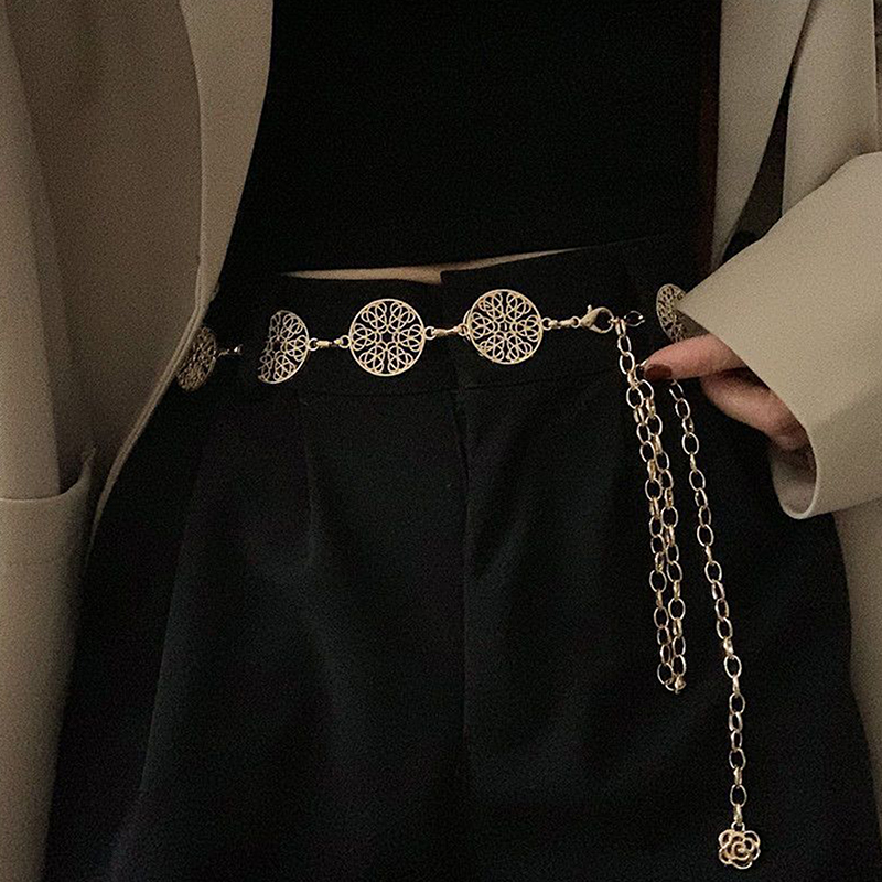 Body Jewelry Dress - Cinto de metal redondo elegante para