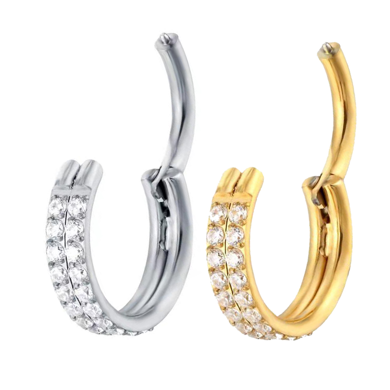 Body Piercing Quality Jewelry - G23 titânio piercing dupla fileira zircão