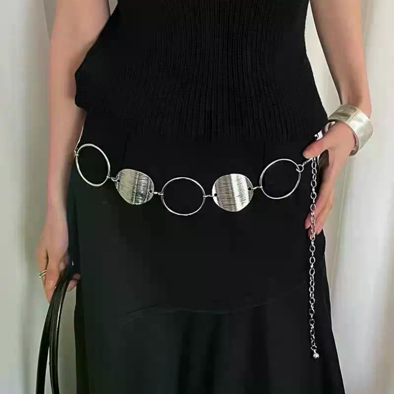Body Jewelry Dress - Moda metal redondo disco emenda feminino