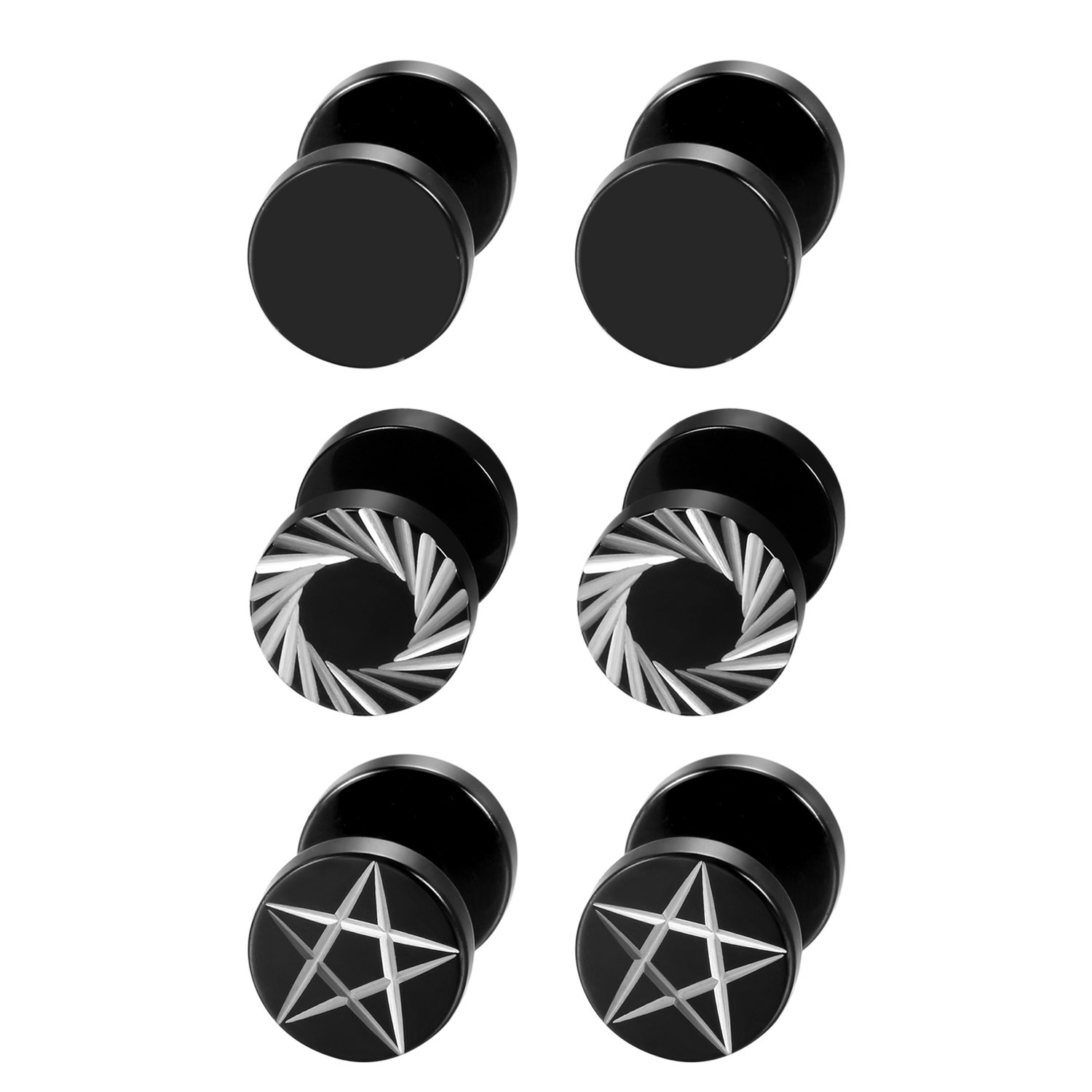 Body Jewelry Tunnels - 2 peças/6 peças preto de aço