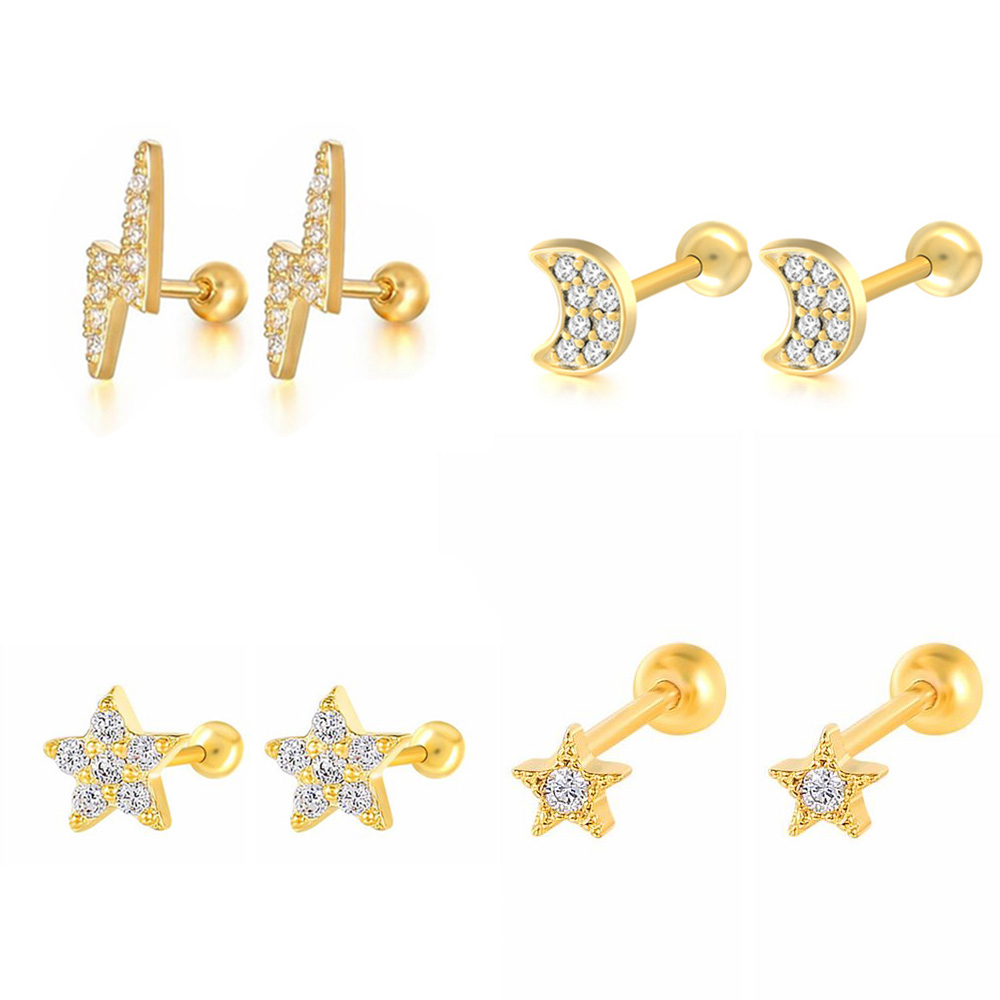 Body Jewelry Labret - Estrela lua cartilagem brincos para mulheres