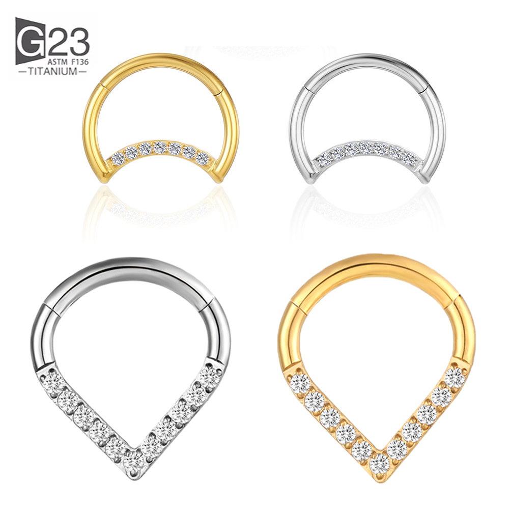 Septum Clicker Ring - F136 titânio articulado lágrima gota segmento