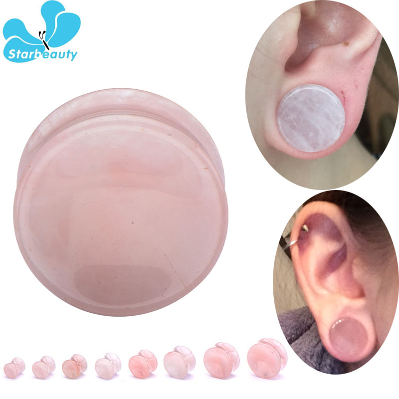 Body Jewelry Plus - Quartzo rosa Pedra Orgânica Túneis de