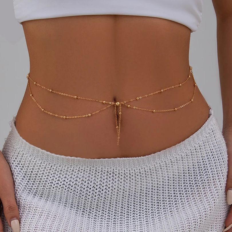 Body Jewelry Dress - Kunjoe multicamadas cor dourada fina corrente