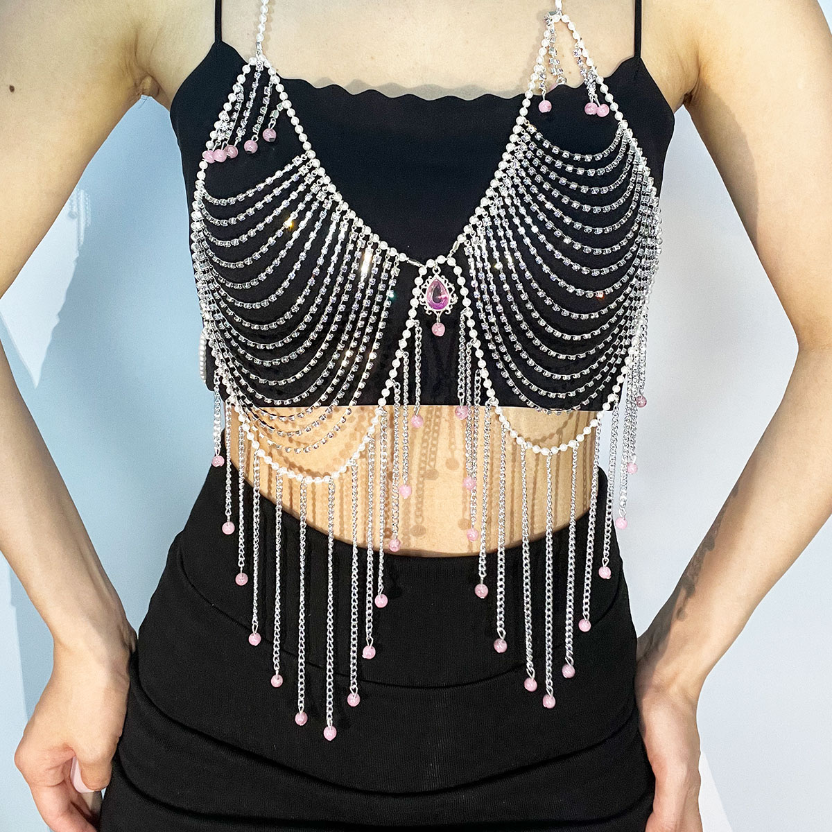Body Jewelry Dress - Elegante strass sutiã jóias sexy simulado
