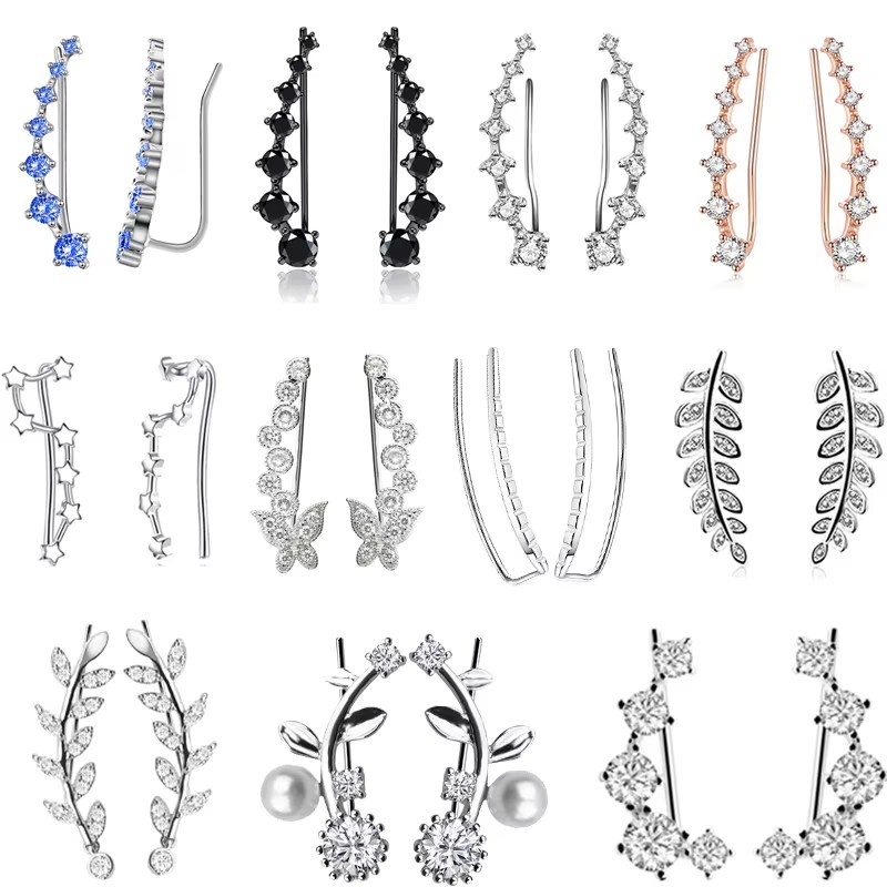 Body Piercing Quality Jewelry - Cubic Zirconia Ear Crawlers para Mulheres,