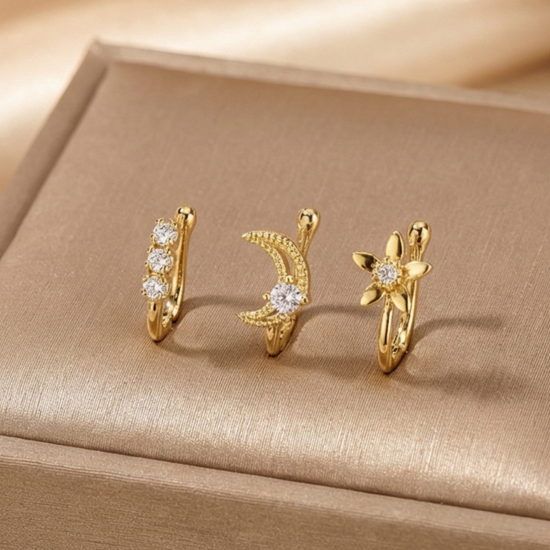 Body Jewelry Nose Ring - Conjunto de 3 clipes de nariz