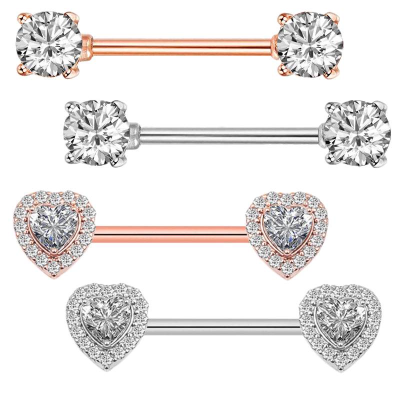 Body Piercing Quality Jewelry - Piercing de mamilo de zircão, barras