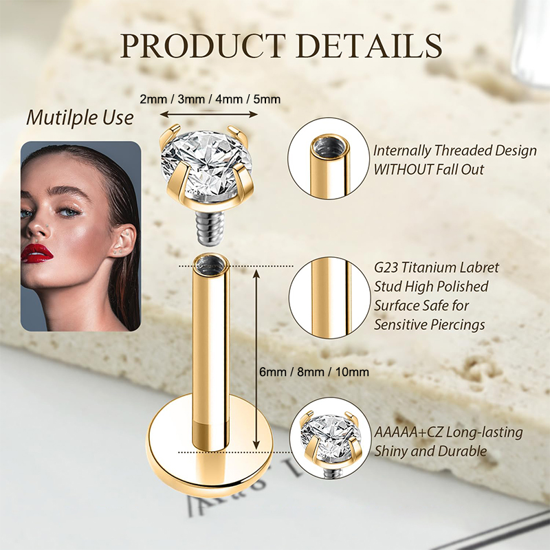 Brinco de Titânio 16G com Rosc - Body Jewelry Labret avaliação e preço
