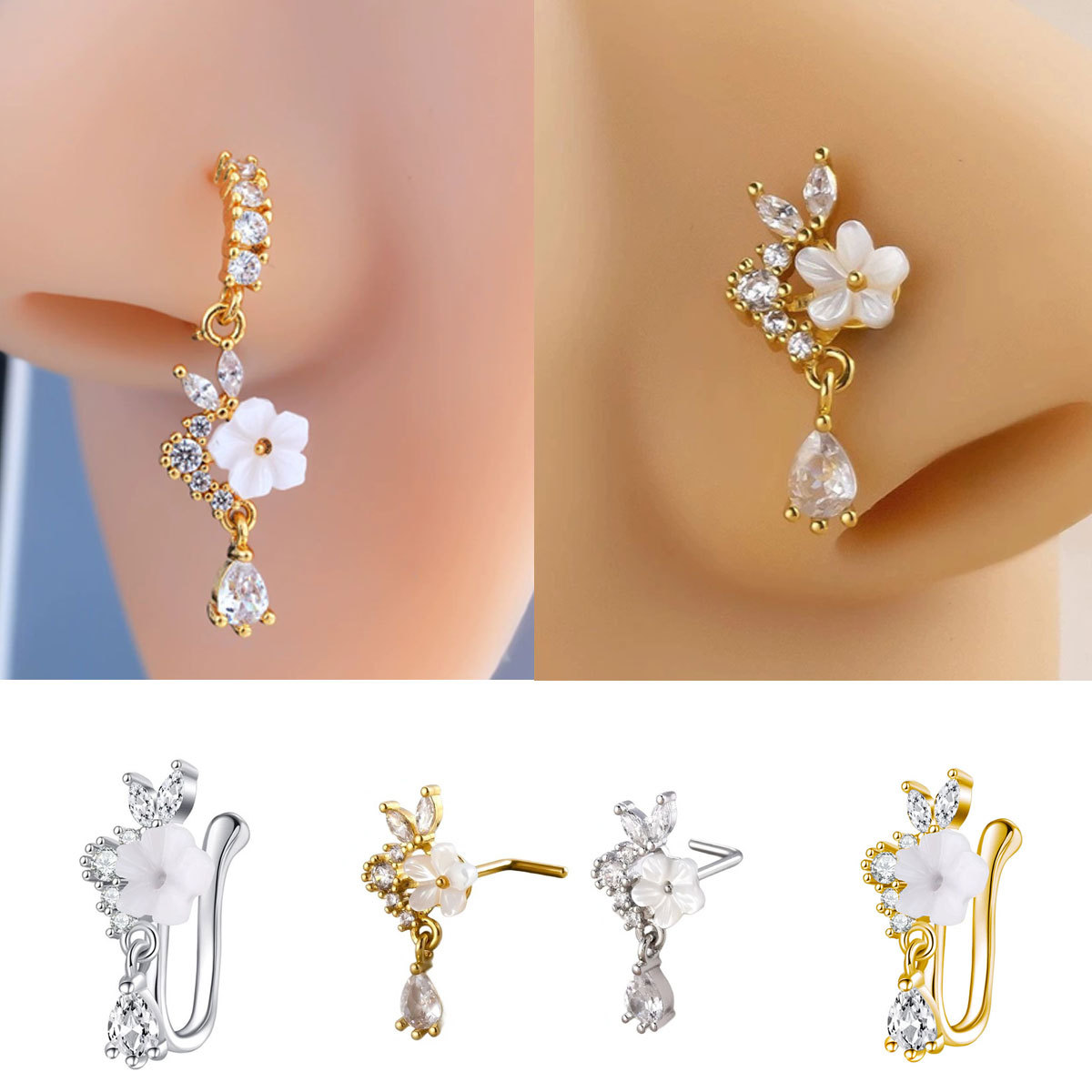 Argola de Nariz Dourada com Fl - Body Jewelry Nose Ring avaliação e preço