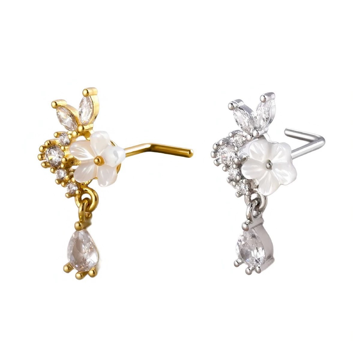 Argola de Nariz Dourada com Fl - Body Jewelry Nose Ring avaliação e preço