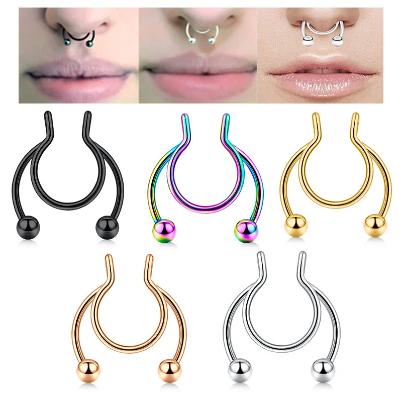 Anel de nariz falso em forma d - Body Jewelry Nose Ring avaliação e preço