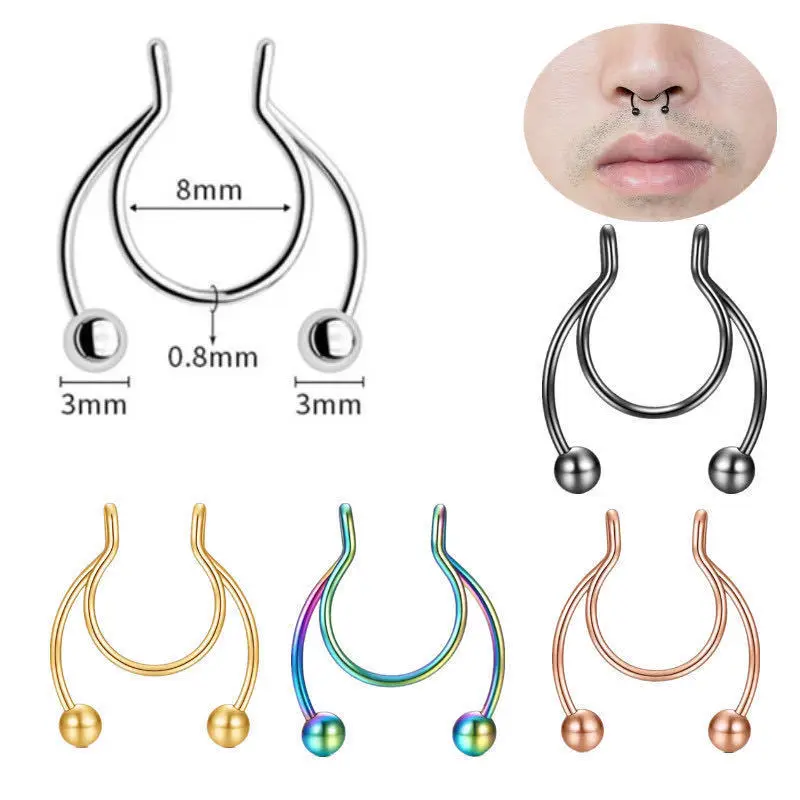 Anel de nariz falso em forma d - Body Jewelry Nose Ring avaliação e preço