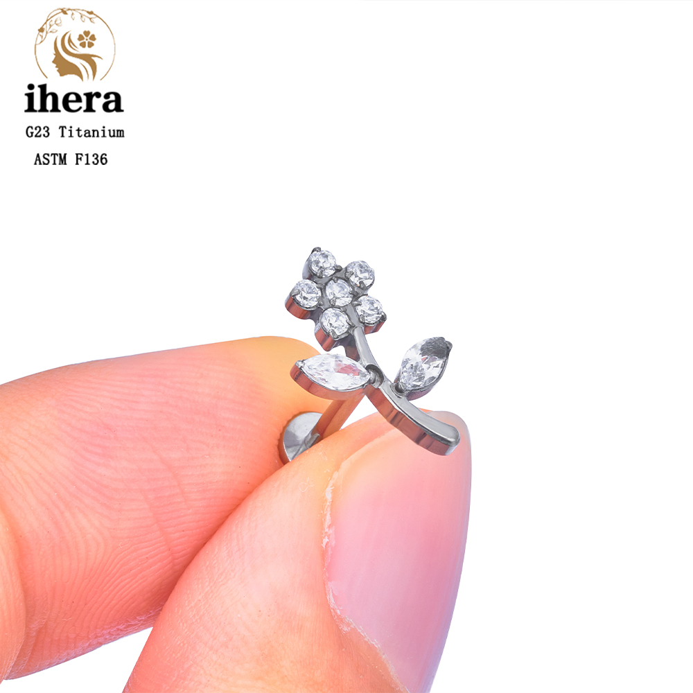 Brincos de Titânio F136 com Pa - Body Jewelry Labret avaliação e preço