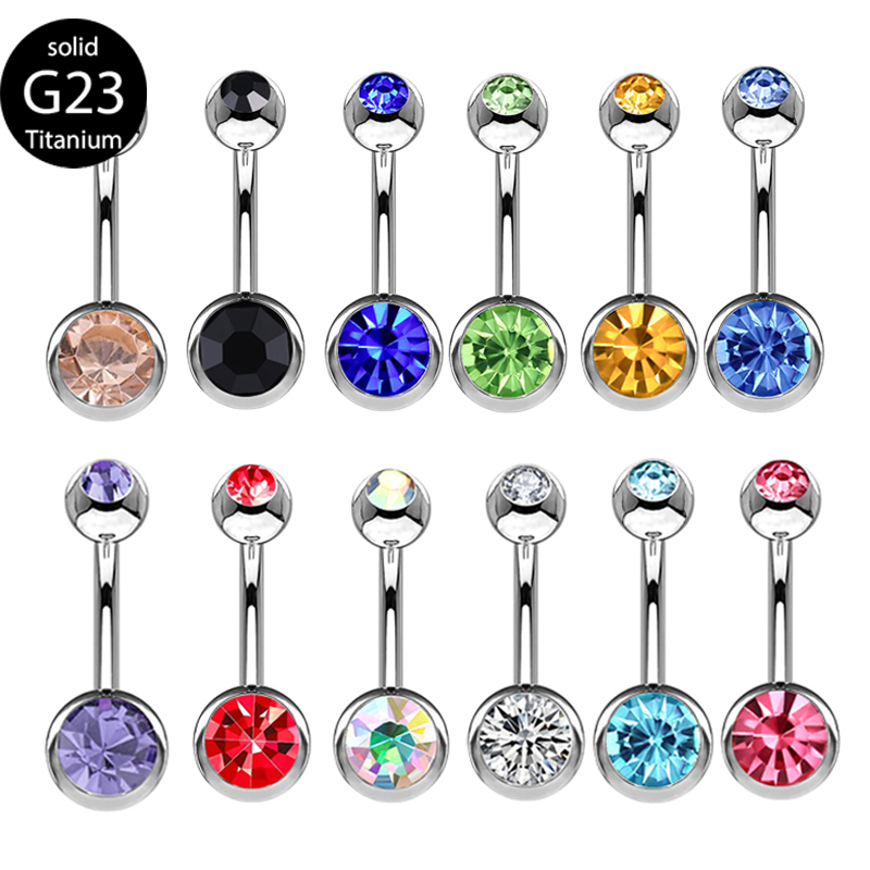 G23 titânio duplo gem belly bu - Body Piercing Quality Jewelry avaliação e preço