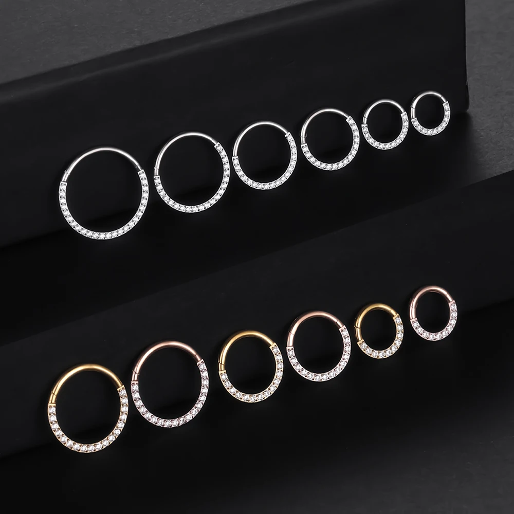 F136 titânio nariz piercing ar - Septum Clicker Ring avaliação e preço